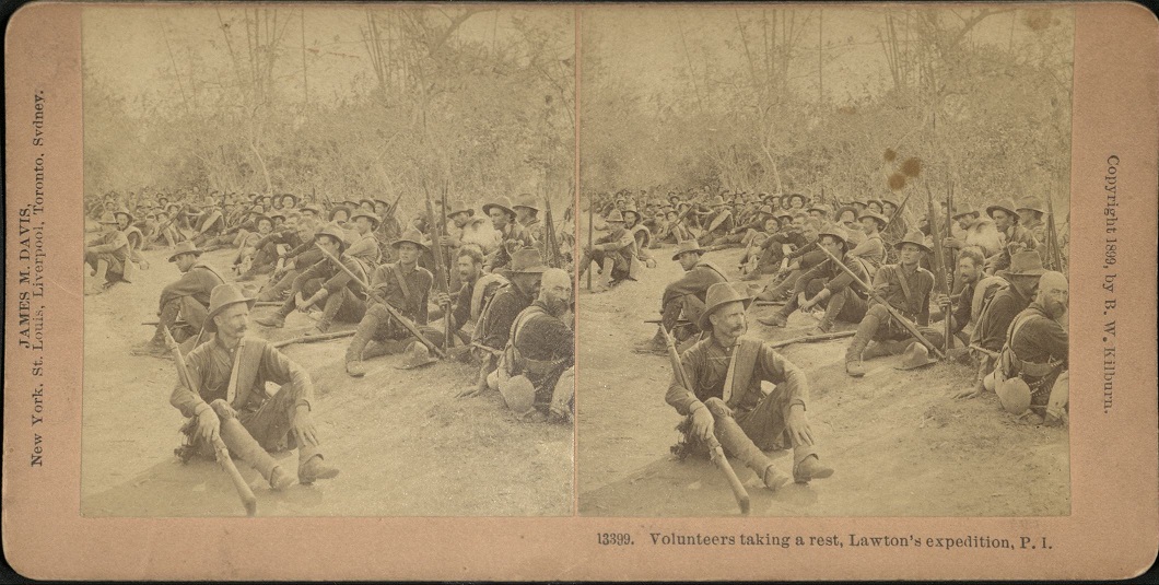 Volunteers taking a rest, Lawton’s expedition, P. I.